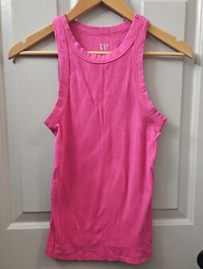 GAP Pink Ribbed Tank Top - Sleeveless Crew